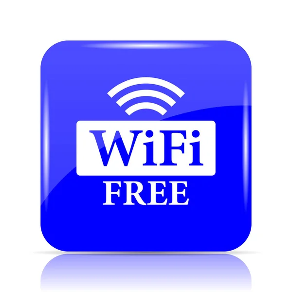 Wifi Gratis Icon Blauwe Website Knop Witte Achtergrond — Stockfoto