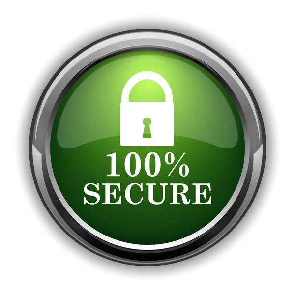 100 安全图标 100 安全网站按钮白色背景 — 图库照片