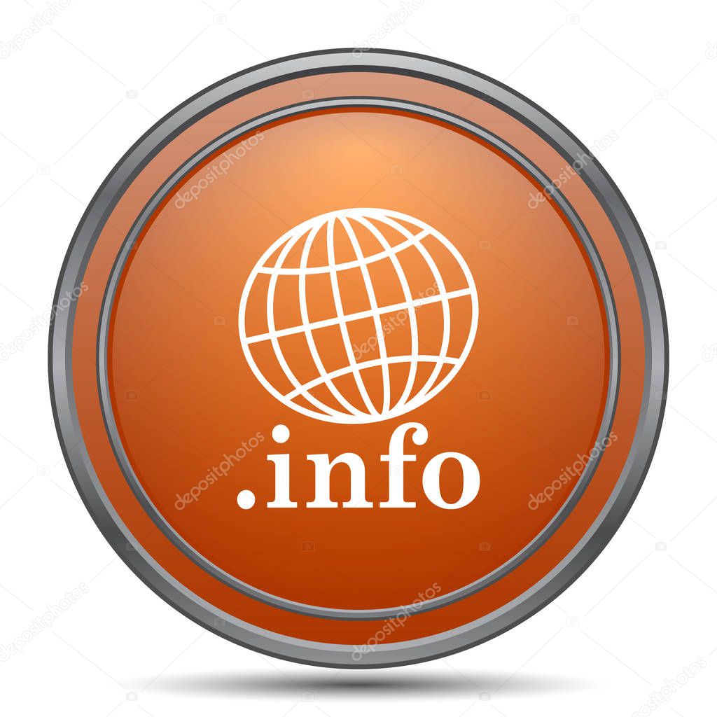 .info icon. Orange internet button on white background