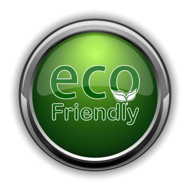 Eco dostu simgesi. Eco dostu web sitesi düğmesini beyaz arka plan üzerinde