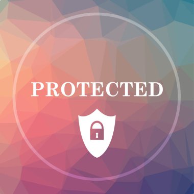 Korumalı simgesi. Düşük poli arka plan butonuna korumalı Web sitesi