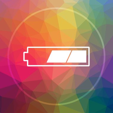 2 üçte bir batarya kutsal kişilerin resmi. 2 thirds þarj edilmiþ Web sitesi düğmesini düşük poli arka plan üzerinde