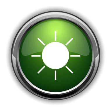 Güneş simgesi. Beyaz arka plan üzerinde güneş Web sitesi düğmesini