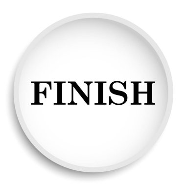 Bitiş simgesi. Beyaz arka plan son Web sitesi düğmesini. 