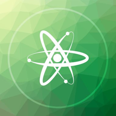 Atomlar simgesi. Atom Web sitesi düğmesini yeşil düşük poli arka plan üzerinde