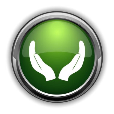 Eller simgesini korumak. Eller Web sitesi düğmesini beyaz arka plan üzerinde koruma