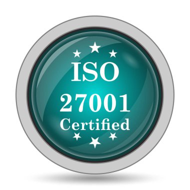 ISO 27001 kutsal kişilerin resmi, beyaz arka plan üzerinde Web sitesi düğmesini