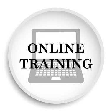 Çevrimiçi eğitim simgesi. Çevrimiçi eğitim web sitesi düğmesini beyaz arka plan üzerinde.