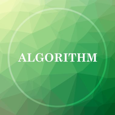 Algoritma simgesi. Yeşil düşük poli arka plan üzerinde algoritması Web sitesi düğmesini
