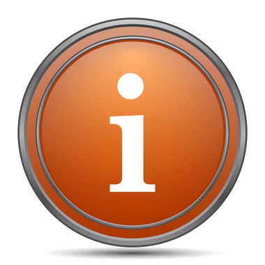 bilgi simgesi. Beyaz arka plan turuncu internet düğme