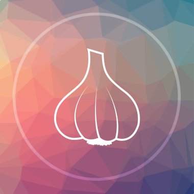 Sarımsak simgesi. Sarımsak Web sitesi düğmesini düşük poli arka plan üzerinde