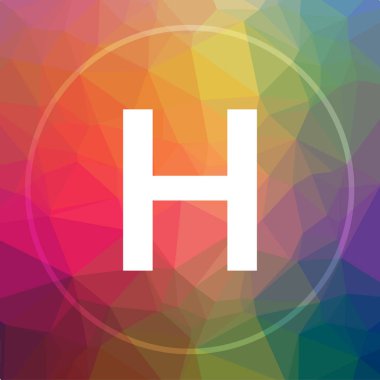 Hastane simgesi. Hastane Web sitesi düğmesini düşük poli arka plan üzerinde