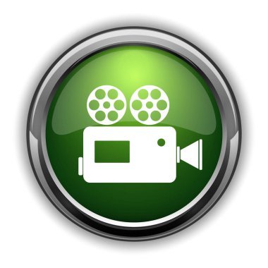 Video kamera simgesi. Video kamera web sitesi düğmesini beyaz arka plan üzerinde