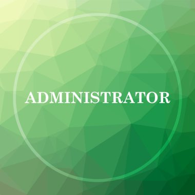 Yönetici simgesi. Yönetici Web sitesi düğmesini yeşil düşük poli arka plan üzerinde