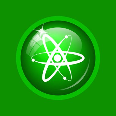 Atomlar simgesi. Yeşil renkli butona Internet.