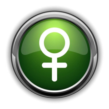 Kadın işareti simgesi. Beyaz arka plan üzerinde kadın web sitesi düğmesini