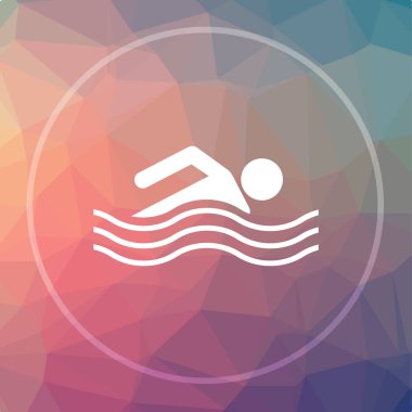 Su spor simgesi. Su sporları Web sitesi düğmesini düşük poli arka plan üzerinde