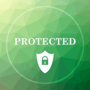 Korumalı simgesi. Yeşil düşük poli arka plan butonuna korumalı Web sitesi