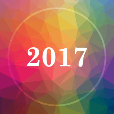 Yıl 2017 simgesi. Yıl 2017 Web sitesi düğmesini düşük poli arka plan üzerinde