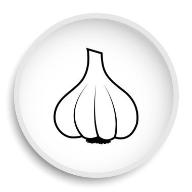 Beyaz arka planda sarımsak kutsal kişilerin resmi web sitesi düğme.