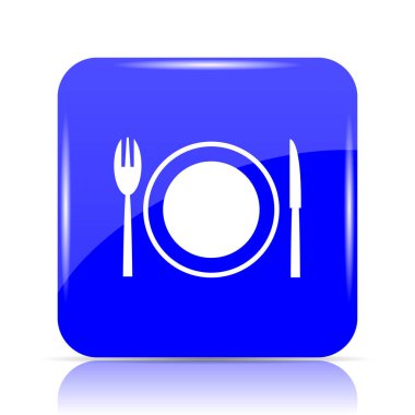 Restoran mavi kutsal kişilerin resmi web sitesi düğme beyaz arka plan üzerinde