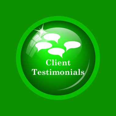 Müşteri referansları simgesi. Yeşil renkli butona Internet.