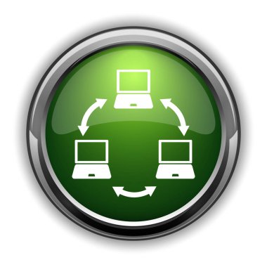 Bilgisayar ağ kutsal kişilerin resmi. Bilgisayar ağ web sitesi düğmesini beyaz arka plan üzerinde