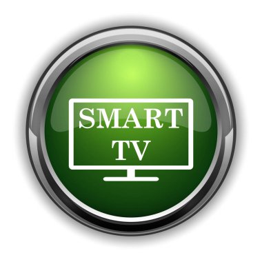 Akıllı tv simgesi. Akıllı tv Web sitesi düğmesi beyaz arka plan üzerinde