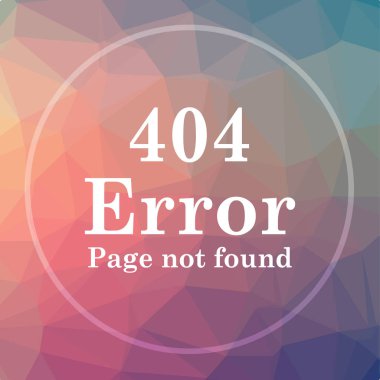 404 hata simgesi. 404 hatası Web sitesi düğmesini düşük poli arka plan üzerinde