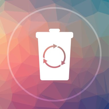 Geri dönüşüm kutusu simgesi. Bin Web sitesi düğmesini düşük poli arka plan üzerinde geri dönüşüm