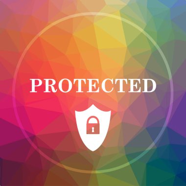 Korumalı simgesi. Düşük poli arka plan butonuna korumalı Web sitesi