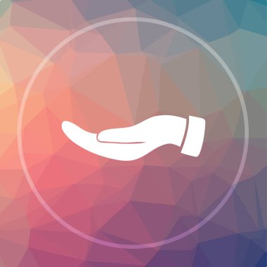 El simgesi. El Web sitesi düğmesini düşük poli arka plan üzerinde