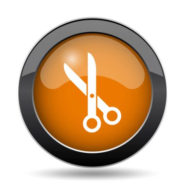 Simge kesti. Beyaz arka plan üzerinde kes Web sitesi düğmesi