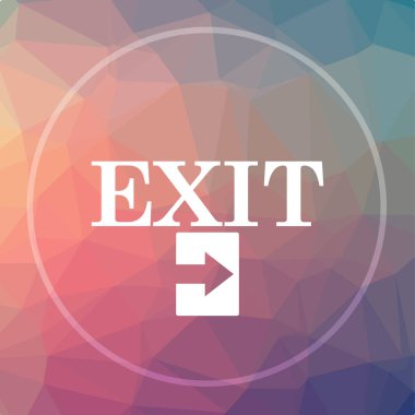 Çıkış simgesi. Çıkış Web sitesi düğmesini düşük poli arka plan üzerinde