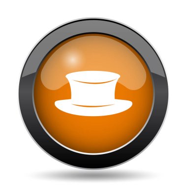 Şapka simgesi. Beyaz arka plan üzerinde şapka Web sitesi düğmesini