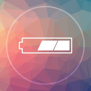 2 üçte bir batarya kutsal kişilerin resmi. 2 thirds þarj edilmiþ Web sitesi düğmesini düşük poli arka plan üzerinde