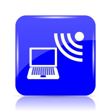 Kablosuz dizüstü mavi kutsal kişilerin resmi web sitesi düğme beyaz arka plan üzerinde