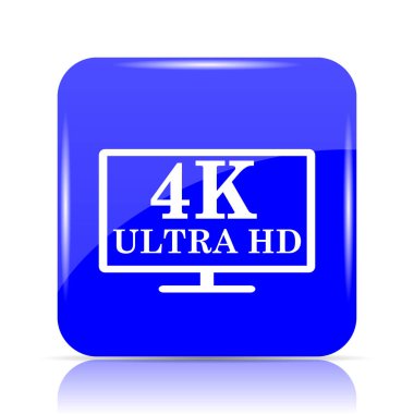 4 k ultra Hd simgesi, beyaz zemin üzerine mavi Web sitesi düğmesini