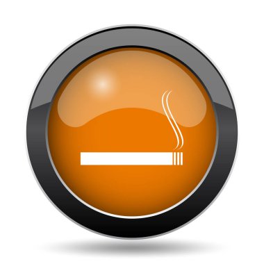 Sigara simgesi. Beyaz arka plan üzerinde sigara web sitesi düğmesini