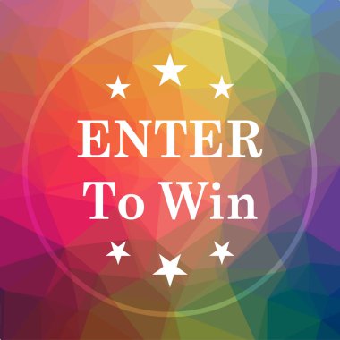 Simge kazanmak için girin. Web sitesi düğmesini düşük poli arka plan üzerinde kazanmak için katılın