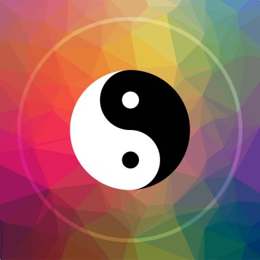 Ying yang ikonu. Ying yang web sitesi düğmesi düşük polifon üzerinde