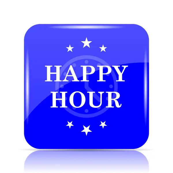 Happy Hour Ιστοσελίδα Εικονίδιο Μπλε Κουμπί Λευκό Φόντο — Φωτογραφία Αρχείου