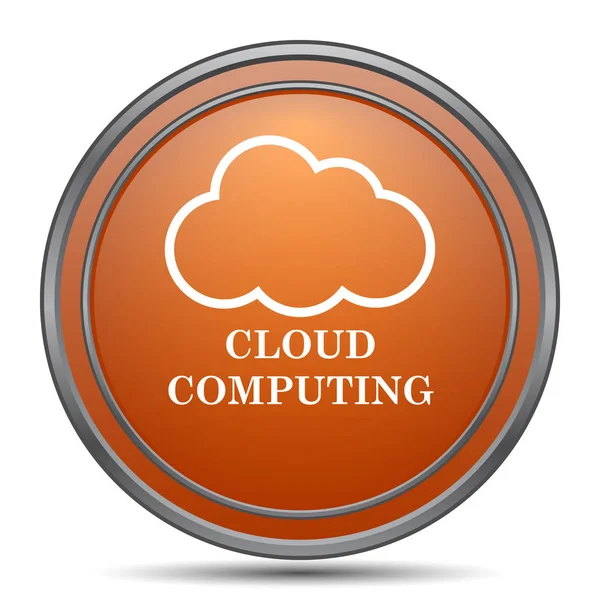 Icono Computación Nube Botón Naranja Internet Sobre Fondo Blanco — Foto de Stock