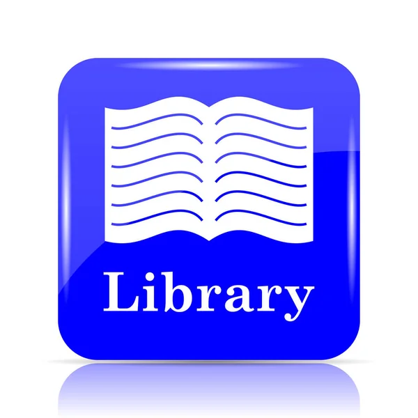 Ícone Biblioteca Botão Azul Site Fundo Branco — Fotografia de Stock