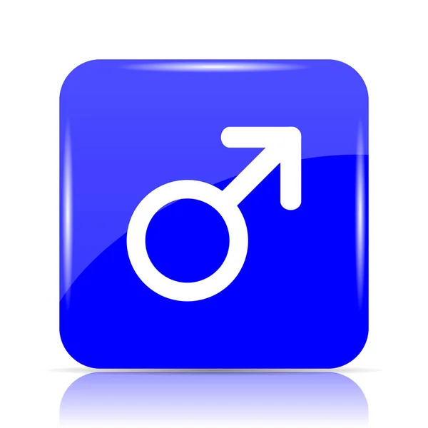白い背景の青いアイコン ウェブサイトのボタンを雄記号 — ストック写真