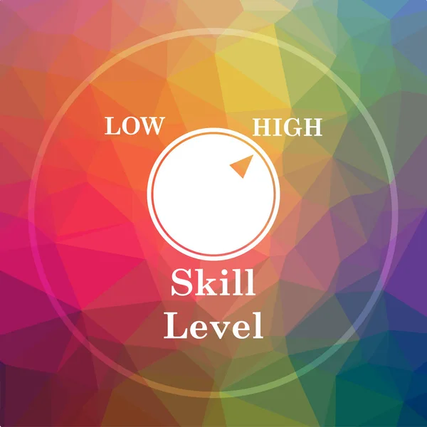 Skill level icon. Skill level website button on low poly background