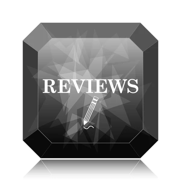 Reviews Icon Black Website Button White Background — Stock Photo, Image