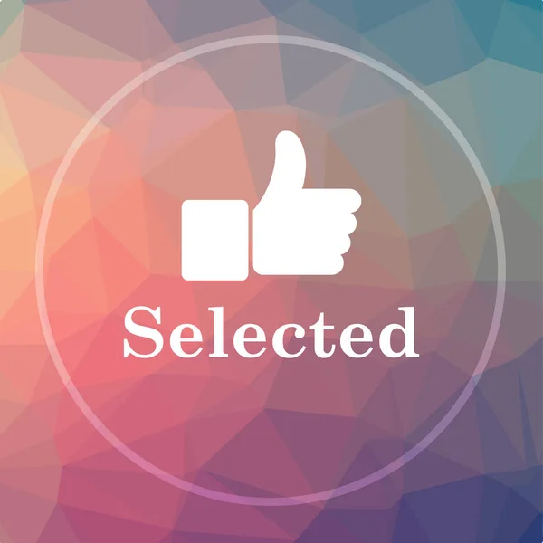 Selected icon. Selected website button on low poly background