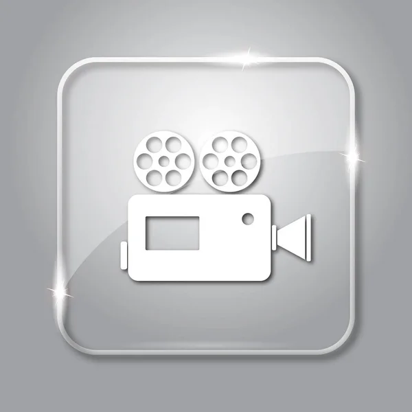 Video camera icon. Transparent internet button on grey background