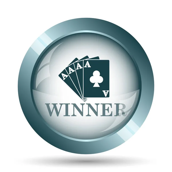 Ikona Winner Poker Przycisk Internet Białym Tle — Zdjęcie stockowe